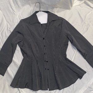 Black and gray striped formal button up